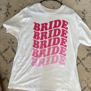 White T-Shirt with Pink 'BRIDE' Print